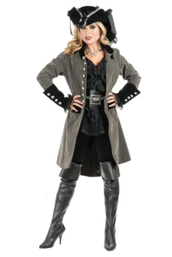 Charades Pirate & Medieval/Renaissance Pirate Vixen Coat Grey