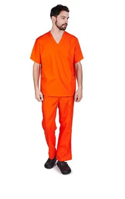 M&M Scrubs Scrub Set Top/Bottom Orange Uniforms & Occupations
