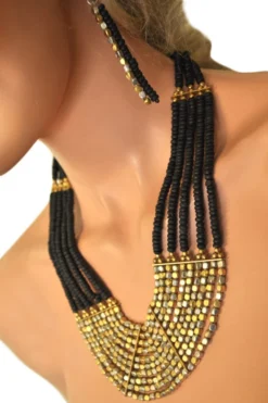 Western Fashion Gold-Black Multi Strand Necklace Necklaces & Earrings