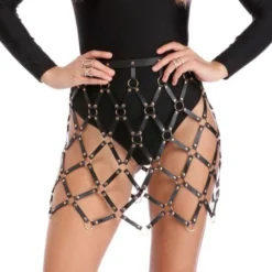 Western Fashion Skirt Leatherette Crisscross OS Harnesses