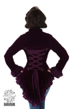 Hearts & Roses London Gloria Jacket In Purple Velvet Decades
