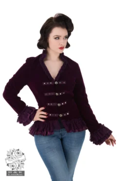 Hearts & Roses London Gloria Jacket In Purple Velvet Decades