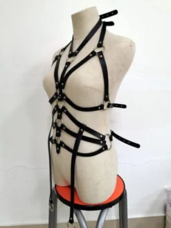 Western Fashion Leather Body Harness With Leg Straps