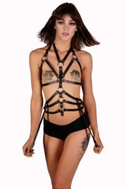 Western Fashion Leather Body Harness With Leg Straps