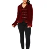 Hearts & Roses London Gloria Jacket In Burgundy Velvet Plus Size