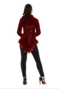 Hearts & Roses London Gloria Jacket In Burgundy Velvet Plus Size