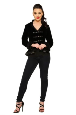Hearts & Roses London Gloria Jacket In Black Velvet