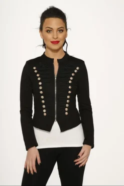 Hearts & Roses London Black Military Plus Size Jacket