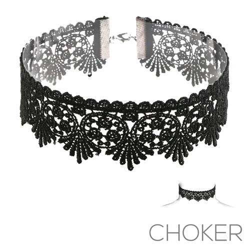 Western Fashion Black Lace Choker Necklaces & Earrings 3 Western Fashion Black Lace Choker Necklaces & Earrings