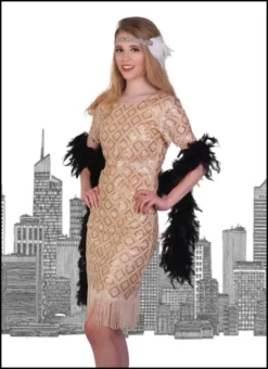 Western Fashion Decades Flapper Diamonds Beige