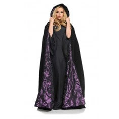Underwraps 63" Black Velvet Hooded Cape With Embossed Red, Silver Or Purple Lining Capes 5 Underwraps 63" Black Velvet Hooded Cape With Embossed Red, Silver Or Purple Lining Capes