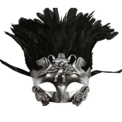 Kayso International Inc. Gladiator Masquerade Mask With Black Feathers Masquerade Masks