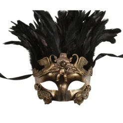 Kayso International Inc. Gladiator Masquerade Mask With Black Feathers Masquerade Masks