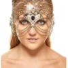Kayso International Inc. Masquerade Masks Laser Cut Metal Mask With Clear Rhinestones/Chains In 3 Colors
