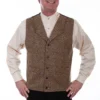 Scully Range Wear Vest Brown Herringbone Notched Lapel Western & Native American 2 Scully Range Wear Vest Brown Herringbone Notched Lapel Western & Native American