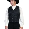 Scully Range Wear Double-Breasted Silk Vest In Black Or Grey