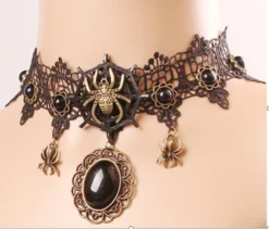 Western Fashion Spider Lace Choker Necklaces & Earrings