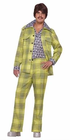 Forum Novelty Decades 70'S Plaid Leisure Suit GRN Plaid