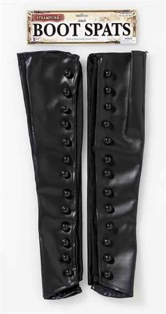 Forum Novelty Boot Spats Vinyl Black W-Buttons