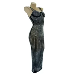 Western Fashion Decades Rhinestone Mesh Dress