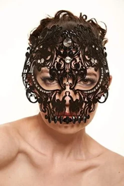 Kayso International Inc. Venetian Black Metal Skull Mask Masquerade Masks