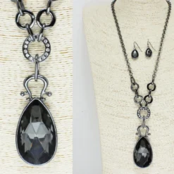 Good Feelings Hematite/Black Diamond, Crystal Long Necklace