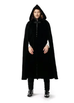 Pentagramme Gothique Capes Cape Hooded Velvet Black