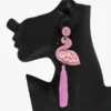 Good Feelings Necklaces & Earrings Pink, Flamingo Seed Beaded With Tassel Drop Earring