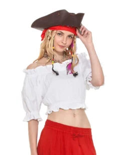Pirate Dressing Cropped Cotton Blouse White