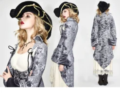 Western Fashion Women's Grey Brocade Pirate Coat Pirate & Medieval/Renaissance