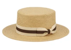 Epoch Fashion Accessory Straw Hats Straw Boater Hat With Stripe Hat Band