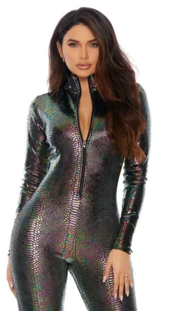 Forplay Bodysuits Jumpsuit Reptile Zipfront In 4 Colors