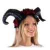 KBW Global Corp Headband With Roses And Horns In Black Or Red Horns & Antlers