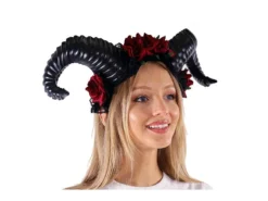 KBW Global Corp Headband With Roses And Horns In Black Or Red Horns & Antlers