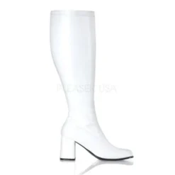 Ellie Shoes GoGo White Patent Boots Wide Calf Women's Shoes