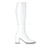 Ellie Shoes Women's Shoes Gogo White Patent Boots