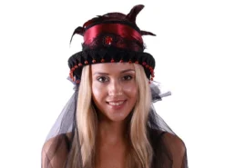 KBW Global Corp Top Hats Top Hat Red Lace & Feathers Steampunk