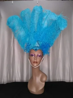 Boa Novelty Feather Showgirl Headpiece Turquoise