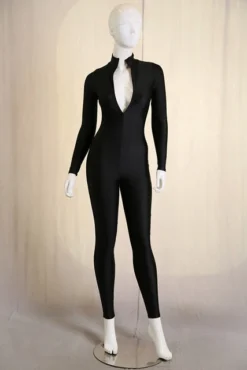 Lets Go Apparel Bodysuits Bodysuit High Neck Zip Front