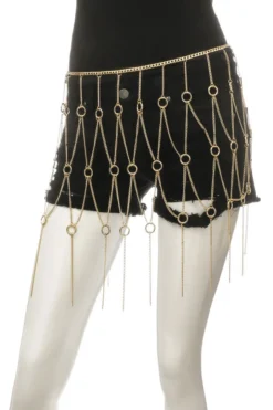 Fame Accessories Gold Chain Ring Fringe Belt In 2 Colors