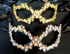 The Clear Color Shop Rhinestone Multi-Color Rhinestone Floral Mask Masquerade Masks