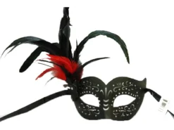 KBW Global Corp Mask Leather W/ Side Feathers Masquerade Masks
