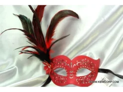 KBW Global Corp Mask Leather W/ Side Feathers Masquerade Masks