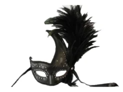 KBW Global Corp Masquerade Masks Venetian Pleather Swan W/ Feather And Gems