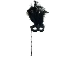 KBW Global Corp Masquerade Masks Venetian Mask W/ Feathers & Stick In 6 Colors