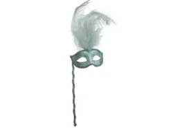 KBW Global Corp Masquerade Masks Venetian Mask W/ Feathers & Stick In 6 Colors