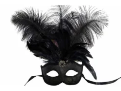 KBW Global Corp Masquerade Masks Mask W/ Feather & Pendant