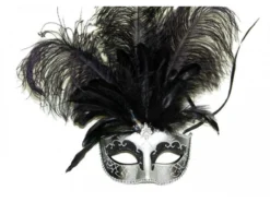 KBW Global Corp Masquerade Masks Mask W/ Feather & Pendant