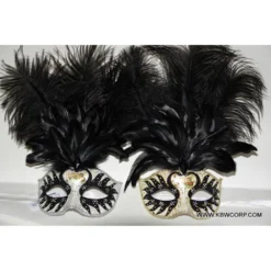 KBW Global Corp Venetian Mask Swan Motif W/ Feathers