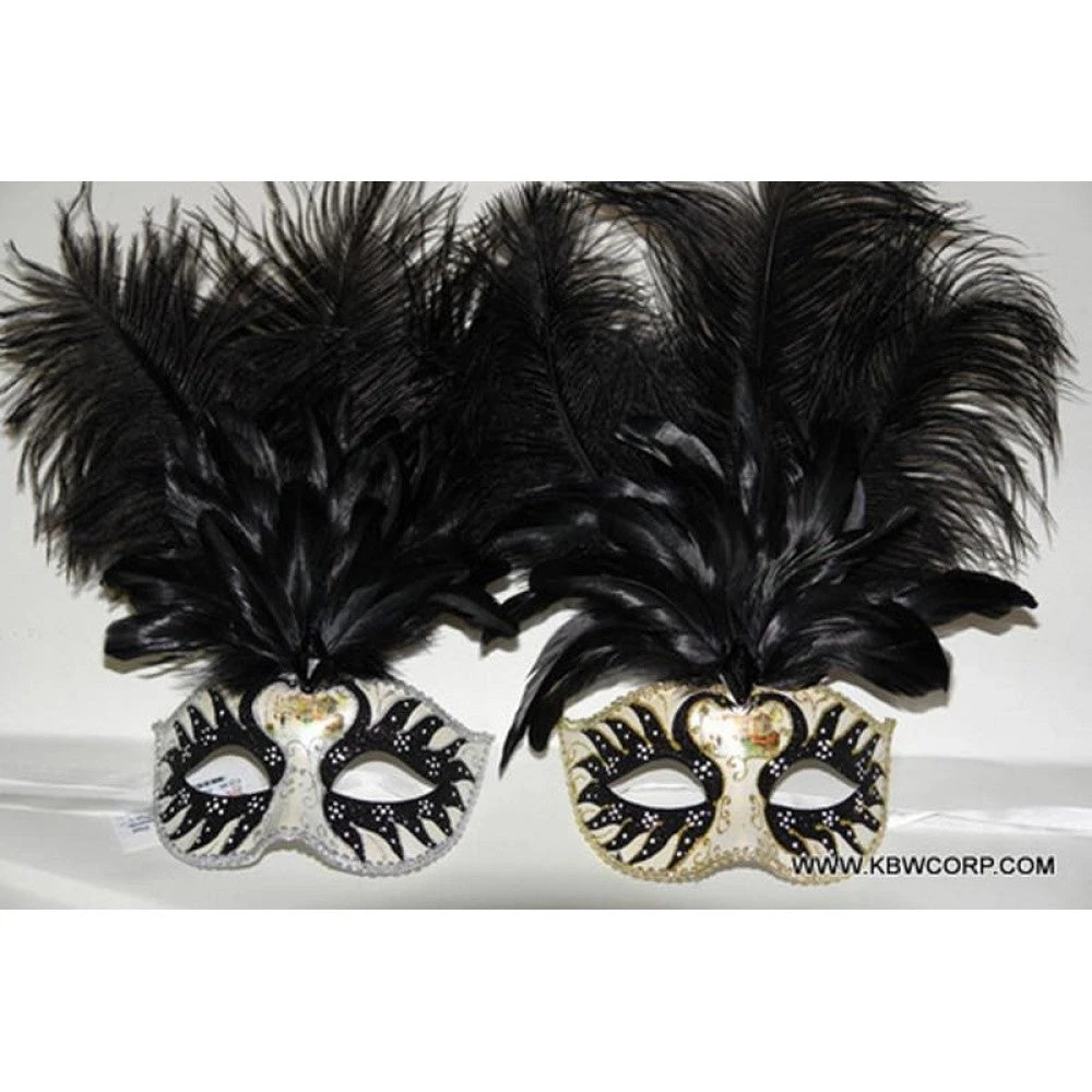 KBW Global Corp Venetian Mask Swan Motif W/ Feathers 3 KBW Global Corp Venetian Mask Swan Motif W/ Feathers